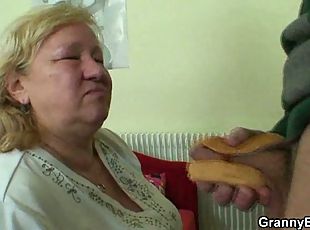 Huge grandma is picked up for cock sucking and riding